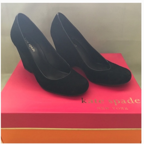kate spade Shoes - SALE kate spade buffy black suede wedge pumps nwt